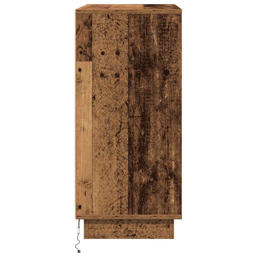 LED Sideboard Gammelt træ 71 x 34,5 x 75 cm Konstrueret træ