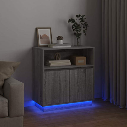 LED Sideboard Grå Sonoma 71 x 34,5 x 75 cm Konstrueret træ