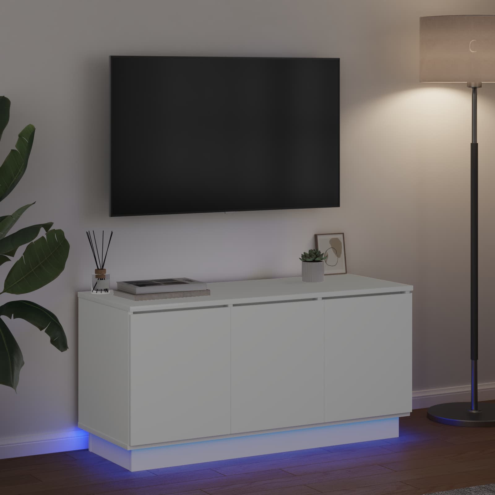 TV-skab Hvid 100 x 38 x 49 cm Konstrueret træ