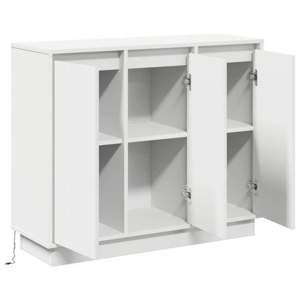 LED Sideboard Hvid 90 x 32 x 75 cm Konstrueret træ