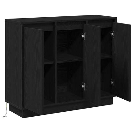LED Sideboard Sort eg 90 x 32 x 75 cm Konstrueret træ
