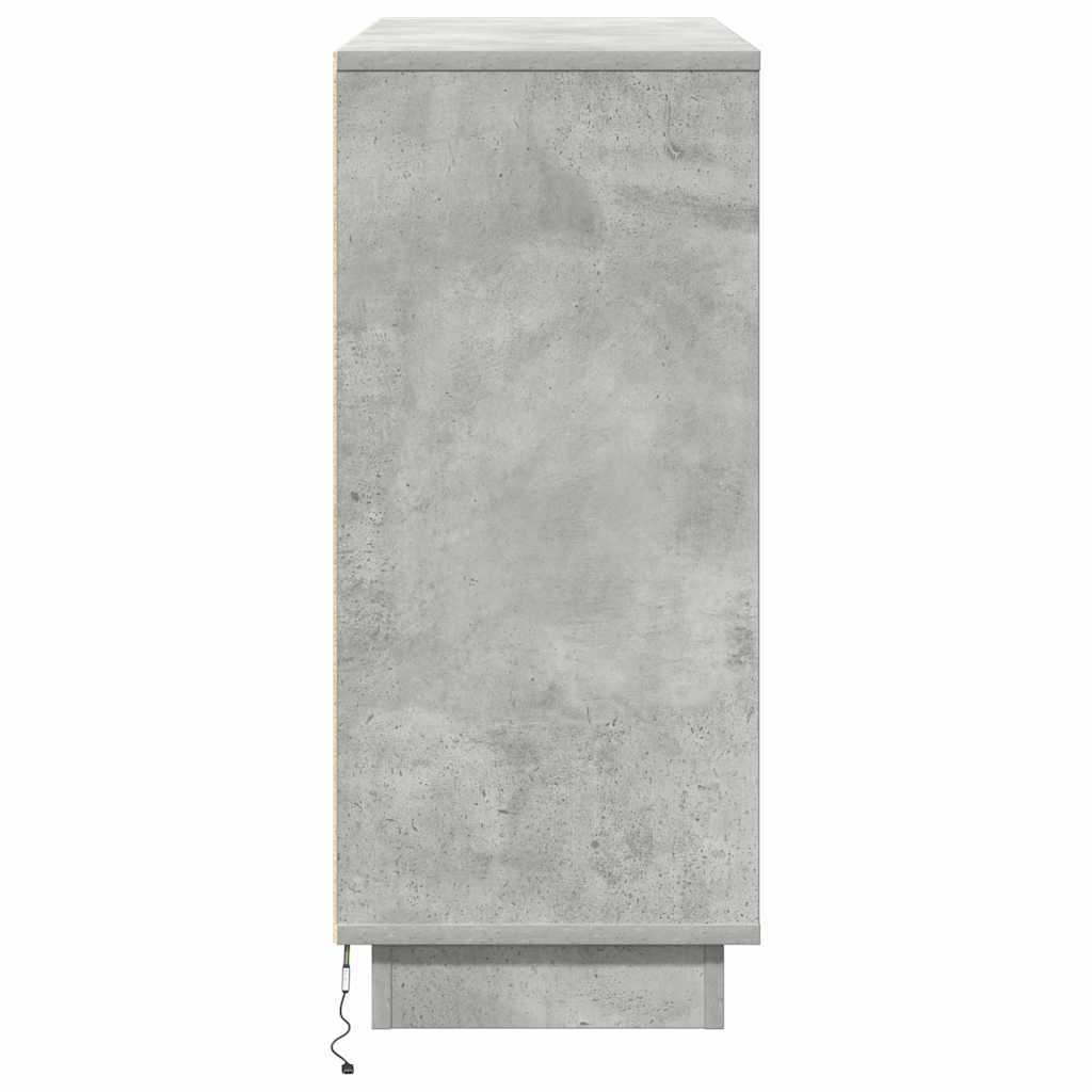 LED Sideboard Beton Grå 90 x 32 x 75 cm Konstrueret træ