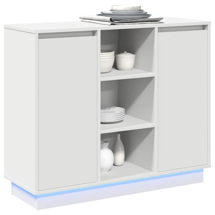 LED Sideboard Hvid 90 x 32 x 75 cm Konstrueret træ