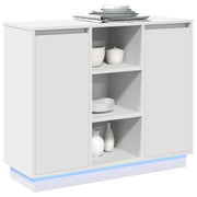 LED Sideboard Hvid 90 x 32 x 75 cm Konstrueret træ