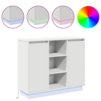 LED Sideboard Hvid 90 x 32 x 75 cm Konstrueret træ