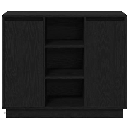 LED Sideboard Sort eg 90 x 32 x 75 cm Konstrueret træ