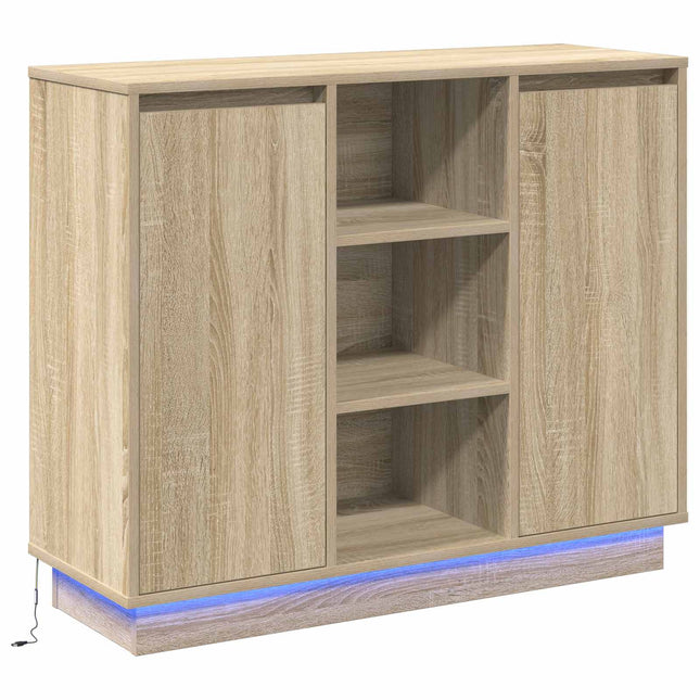LED Sideboard Sonoma eg 90 x 32 x 75 cm Konstrueret træ