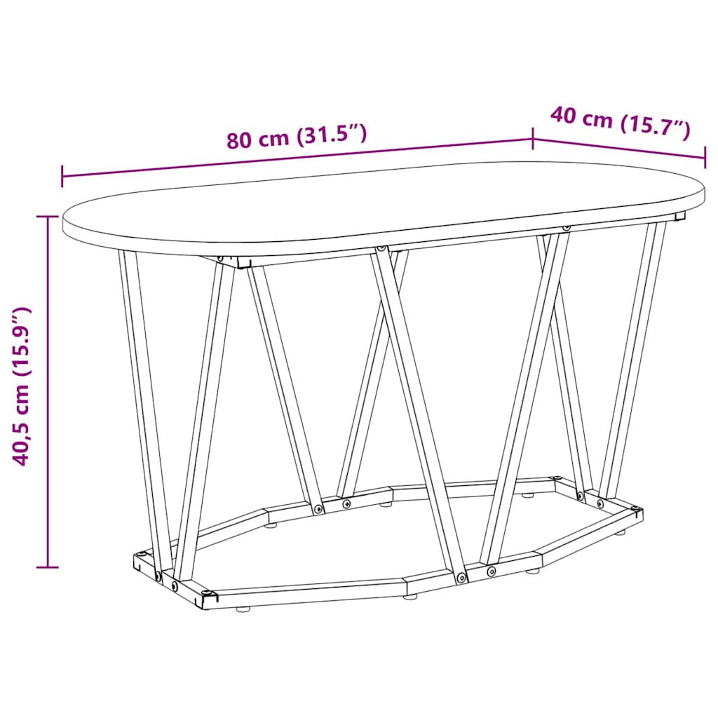 Sofabord Røget eg 80 x 40 x 40,5 cm Samlet træ og metal