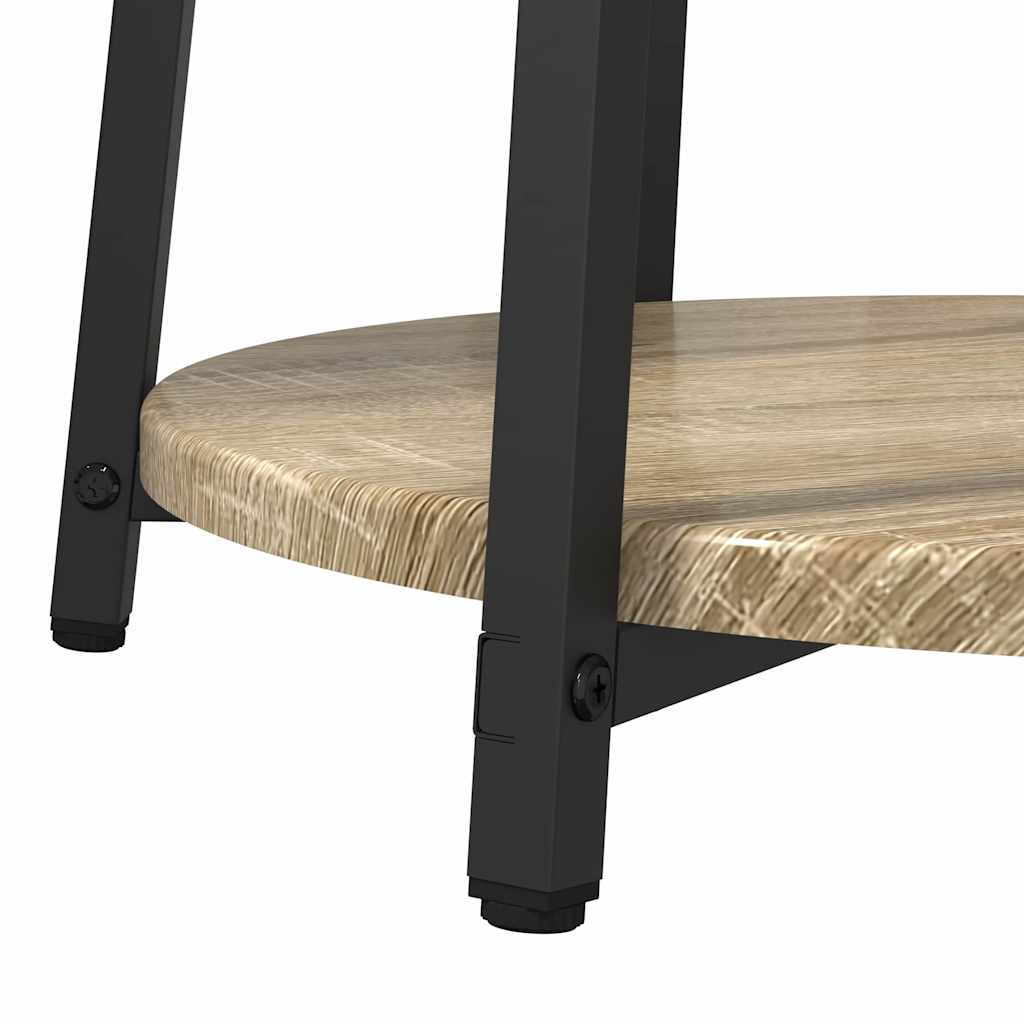 Sidebordssæt med hylde 2 pcs Sonoma Eg og Sort