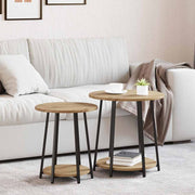 Sidebordssæt med hylde 2 pcs Artisan egetræ og sort