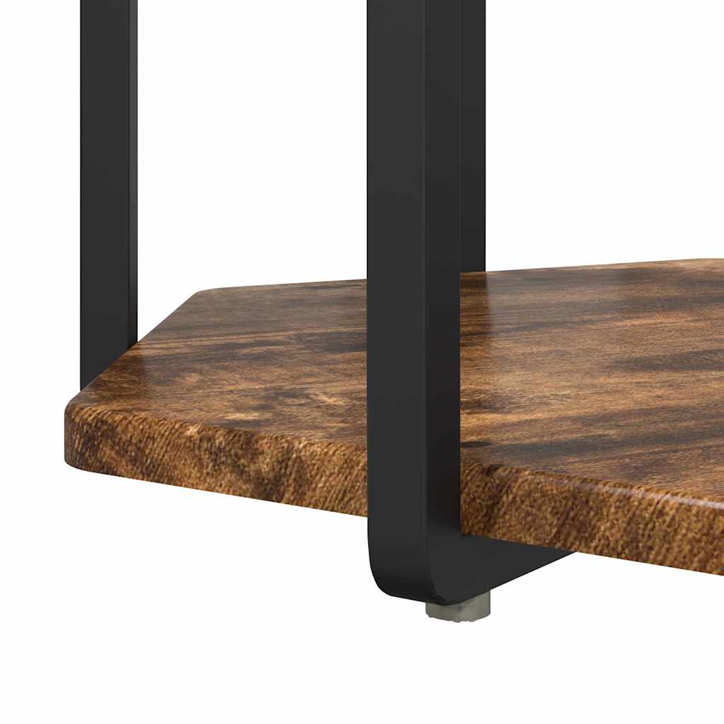 Sidebordssæt med hylde 2 pcs Brun