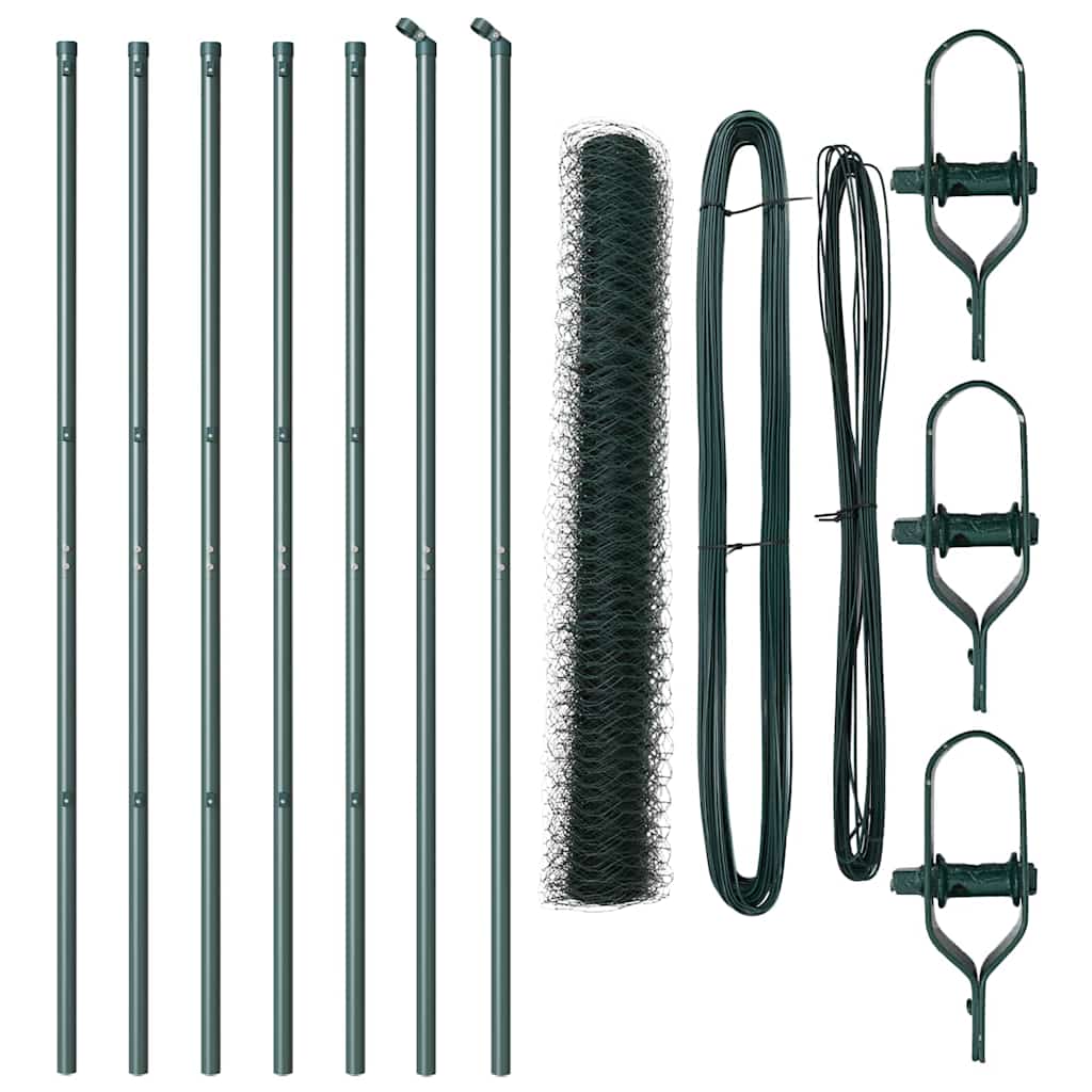 Hegnspæl Grøn 10 x 1,4 m (50 mm net) Stål og PVC