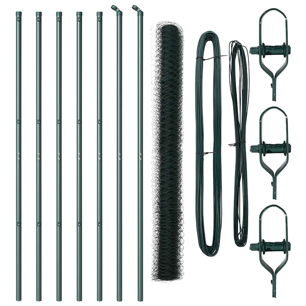 Hegnspæl Grøn 10 x 1,6 m (50 mm net) Stål og PVC