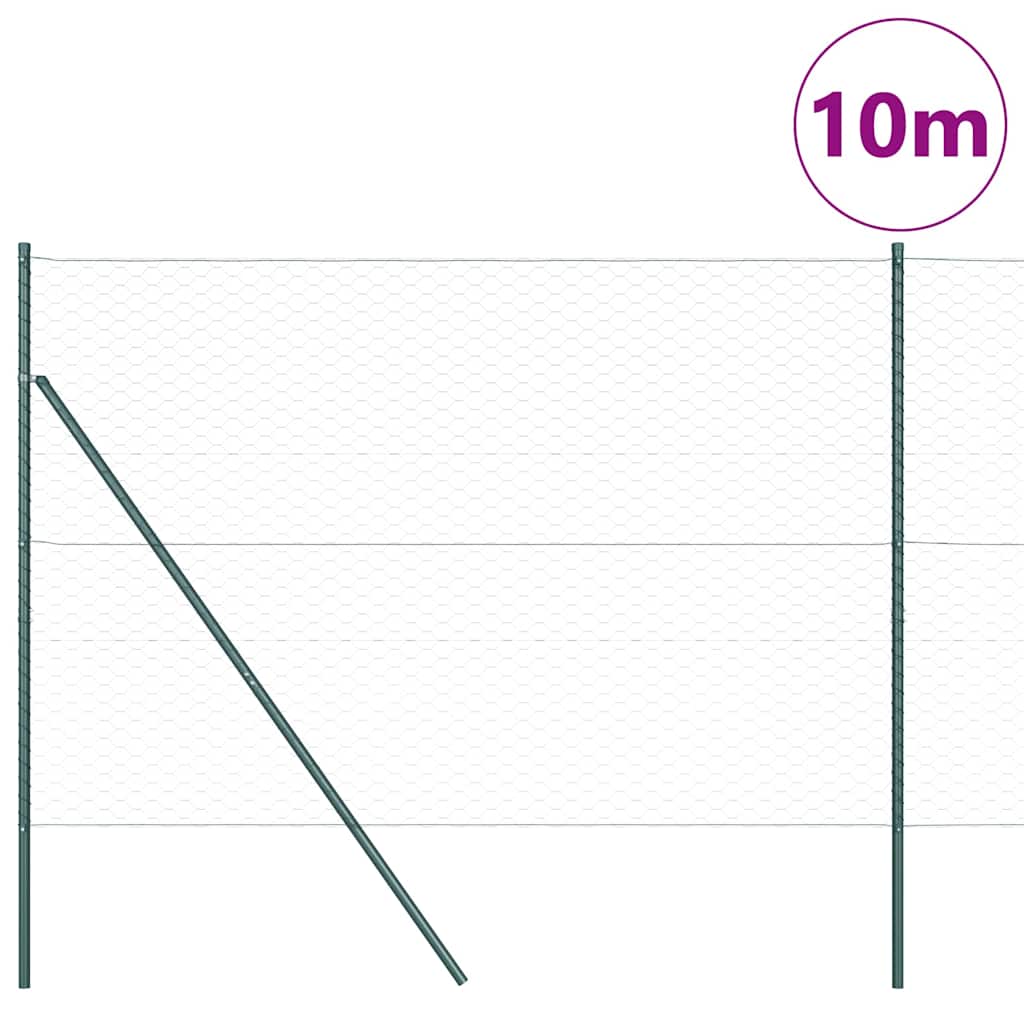 Hegnspæl Grøn 10 x 1,6 m (50 mm net) Stål og PVC