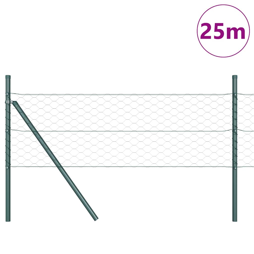 Hegnspæl Grøn 25 x 0,4 m (50 mm net) Stål og PVC