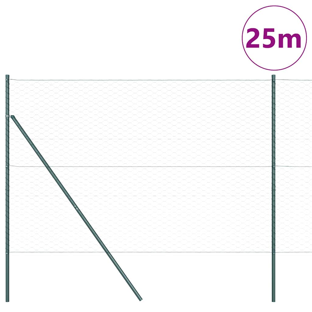 Hegnspæl Grøn 25 x 1,6 m (50 mm net) Stål og PVC