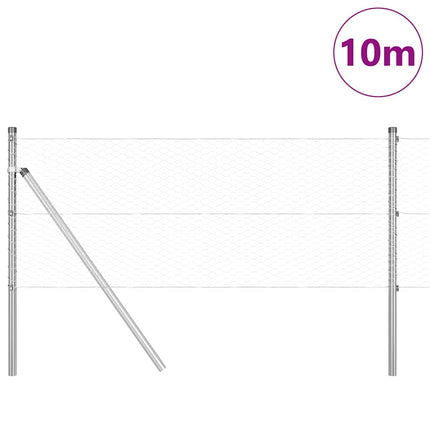 Hexagonal hegnsgrundfiks 10 x 0,6 m Galvaniseret stål Sølv Mesh