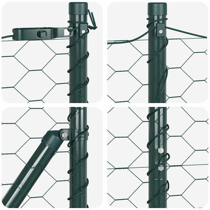 Udendørs sekskantet hegn med stolpe 10 x 1,6 m PVC-belagt stål