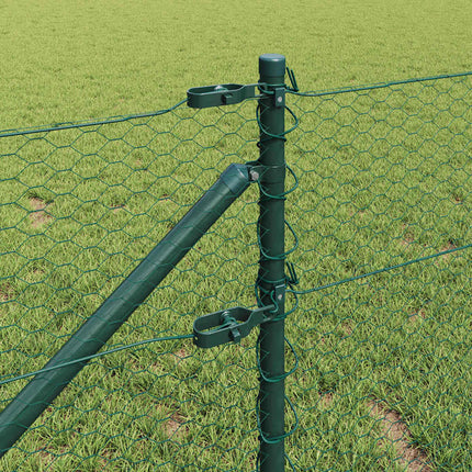 Udendørs sekskantet hegn med stolpe 25 x 0,8 m PVC-belagt stål