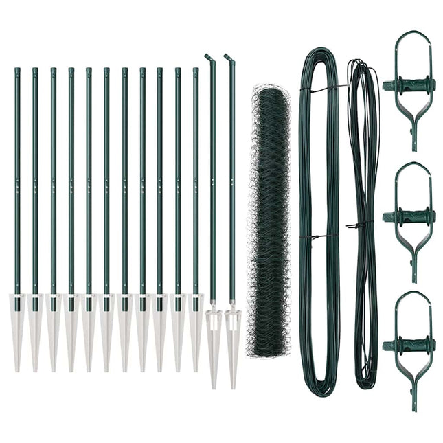 Udendørs sekskantet hegn med stolpe 25 x 1 m PVC-belagt stål