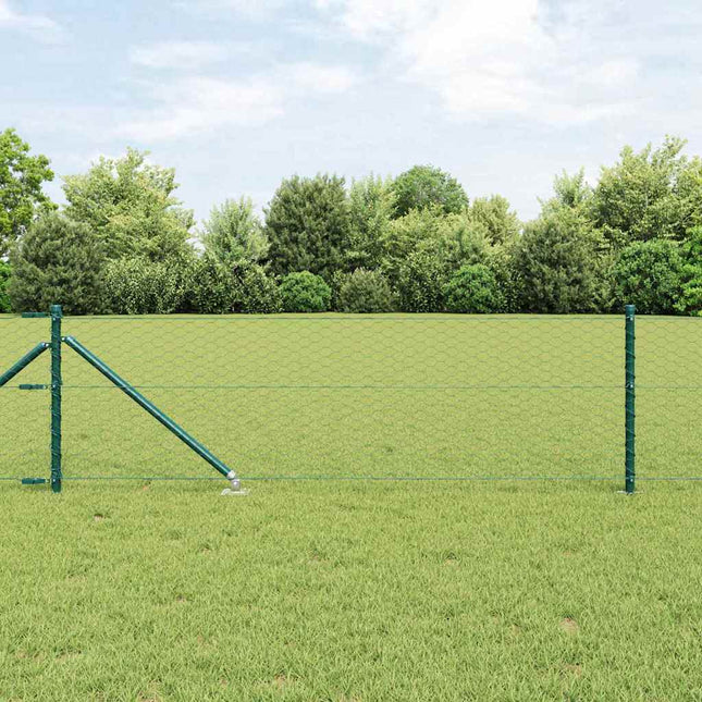 Udendørs sekskantet hegn med stolpe 50 x 0,6 m PVC-belagt stål