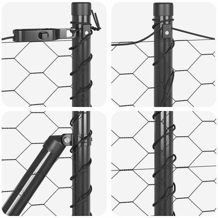 Udendørs sekskantet hegn med stolpe 10 x 0,4 m PVC-belagt stål