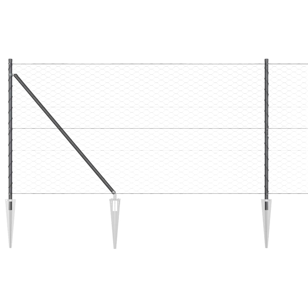 Svejset trådhegn med spidser 10 x 1 m (B x H) PVC-belagt stål