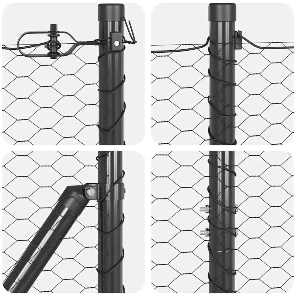 Svejset trådhegn med spidser 10 x 1,4 m (B x H) PVC-belagt stål
