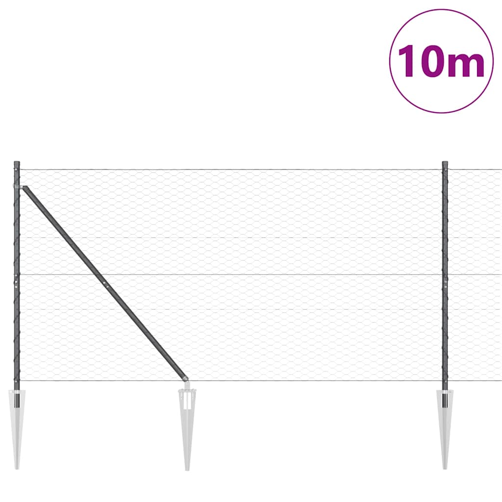 Svejset trådhegn med spidser 10 x 1,4 m (B x H) PVC-belagt stål