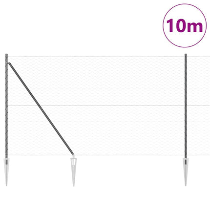 Udendørs sekskantet hegn med stolpe 10 x 1,5 m PVC-belagt stål