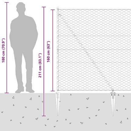 Udendørs sekskantet hegn med stolpe 10 x 1,6 m PVC-belagt stål