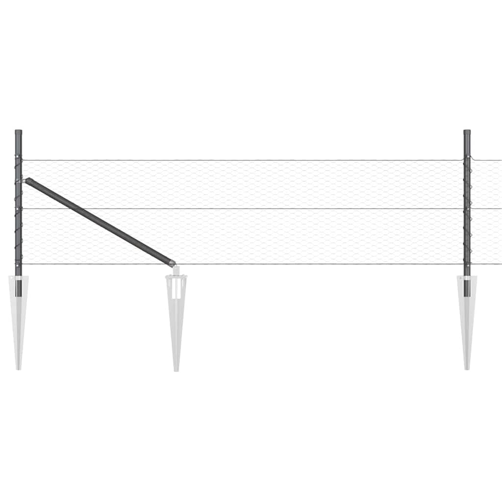 Svejset trådhegn med spidser 25 x 0,5 m (B x H) PVC-belagt stål