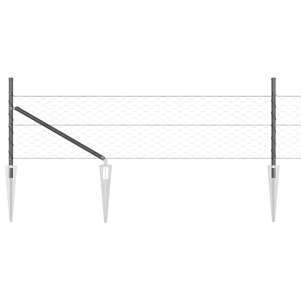 Svejset trådhegn med spidser 25 x 0,5 m (B x H) PVC-belagt stål
