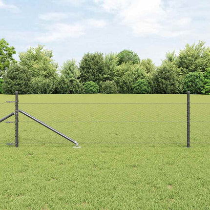 Sekskantet hegn med stolpe 25 x 0,8 m PVC-belagt stål Grå Mesh