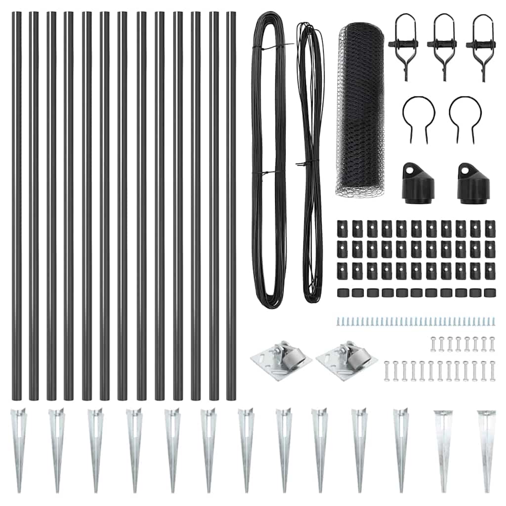 Svejset trådhegn med spidser 25 x 1 m (B x H) PVC-belagt stål