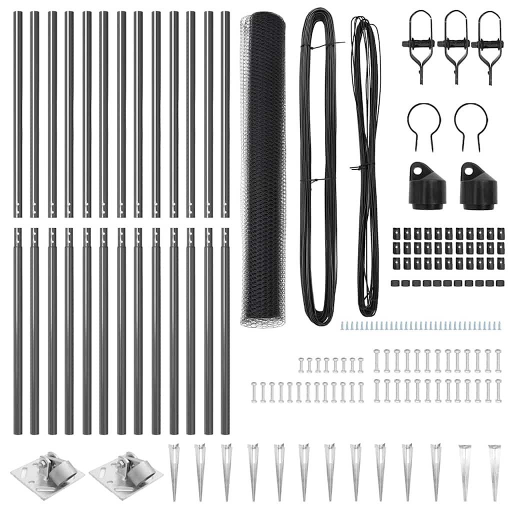Svejset trådhegn med spidser 25 x 1,2 m (B x H) PVC-belagt stål