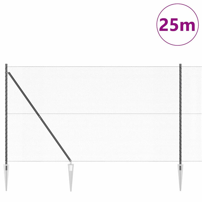 Udendørs sekskantet hegn med stolpe 25 x 1,6 m PVC-belagt stål