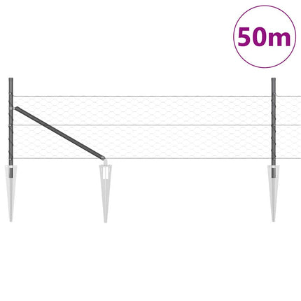 Udendørs sekskantet hegn med stolpe 50 x 0,4 m PVC-belagt stål