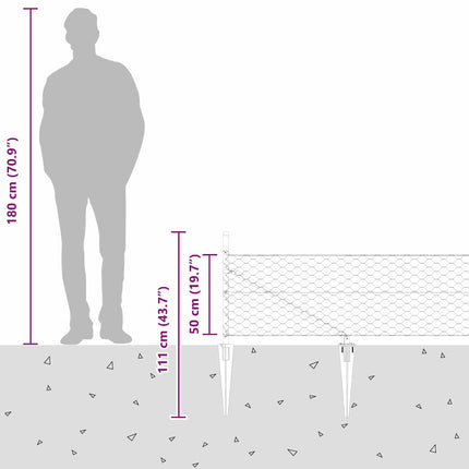 Udendørs sekskantet hegn med stolpe 50 x 0,5 m PVC-belagt stål