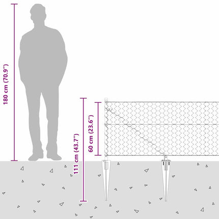 Udendørs sekskantet hegn med stolpe 50 x 0,6 m PVC-belagt stål