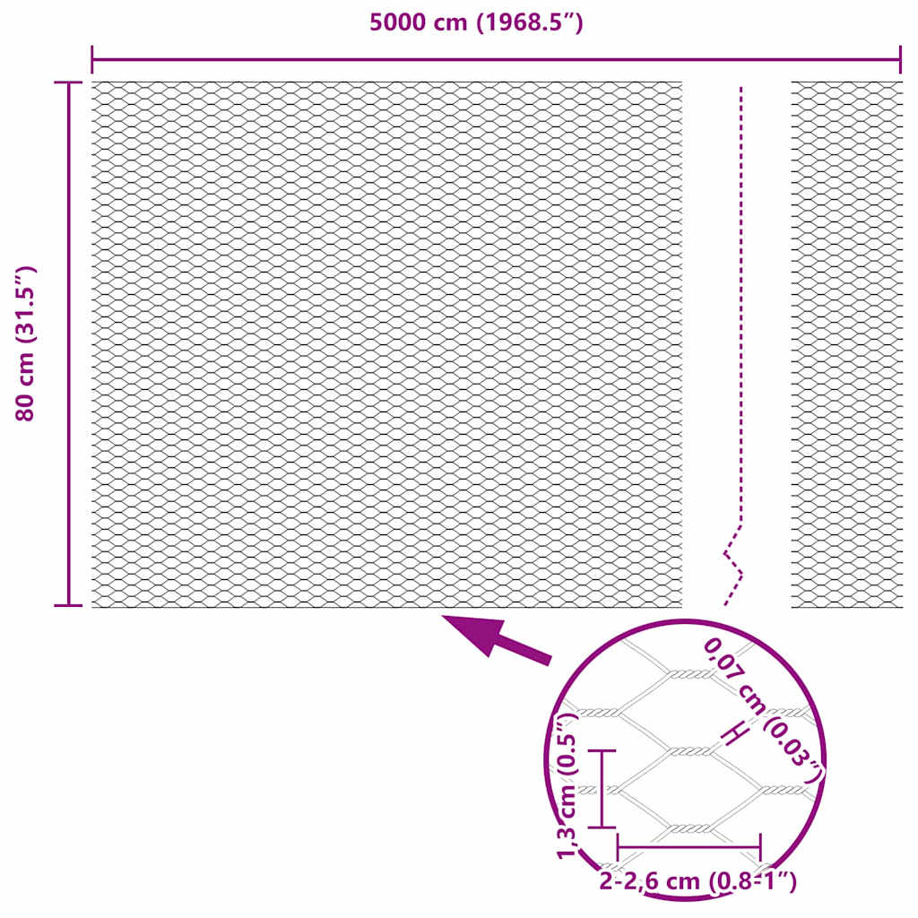 Svejset trådhegn med spidser 50 x 0,8 m (B x H) PVC-belagt stål