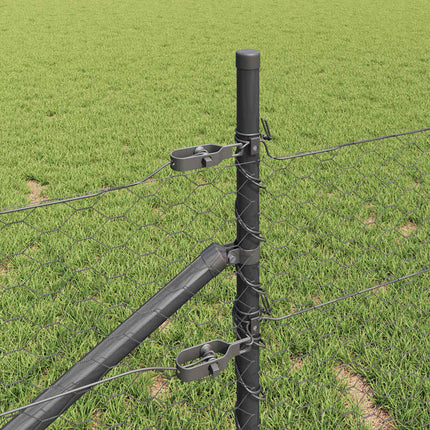 Sekskantet hegn med stolpe 50 x 0,8 m PVC-belagt stål Grå Mesh