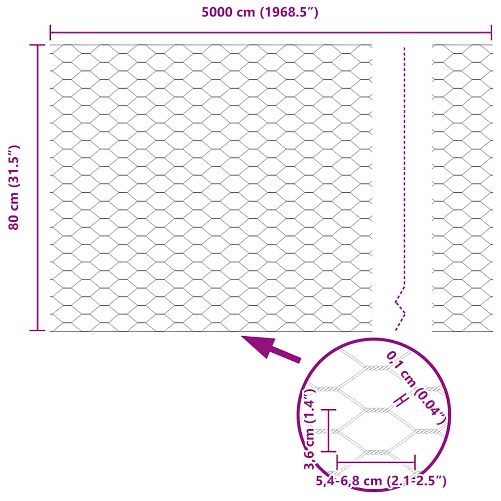 Svejset trådhegn med spidser 50 x 0,8 m (B x H) PVC-belagt stål