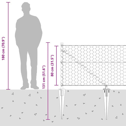 Udendørs sekskantet hegn med stolpe 50 x 0,8 m PVC-belagt stål