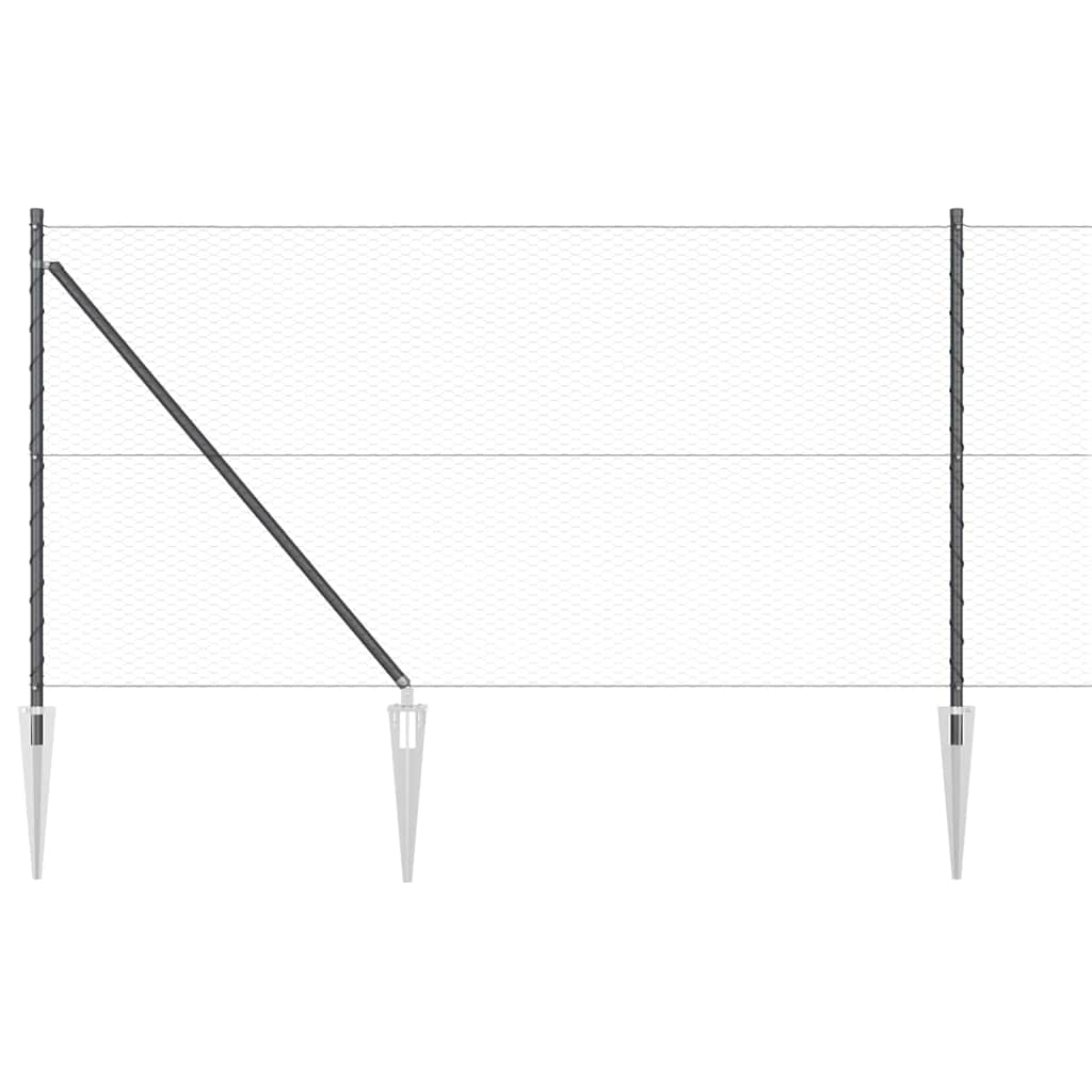 Svejset trådhegn med spidser 50 x 1 m (B x H) PVC-belagt stål