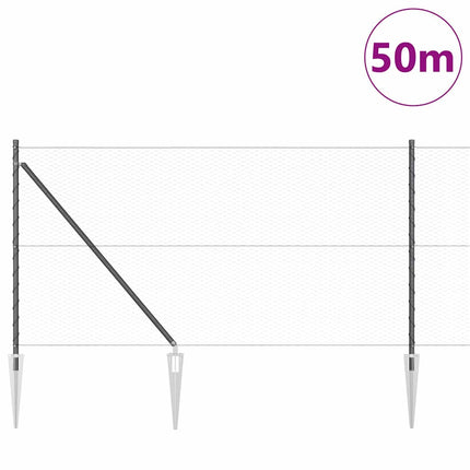 Sekskantet hegn med stolpe 50 x 1 m PVC-belagt stål Grå Mesh