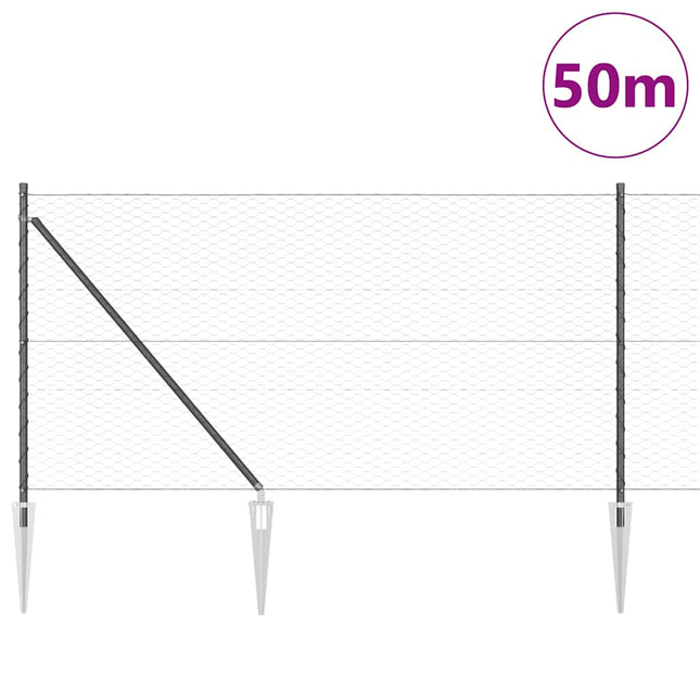 Udendørs sekskantet hegn med stolpe 50 x 1 m PVC-belagt stål