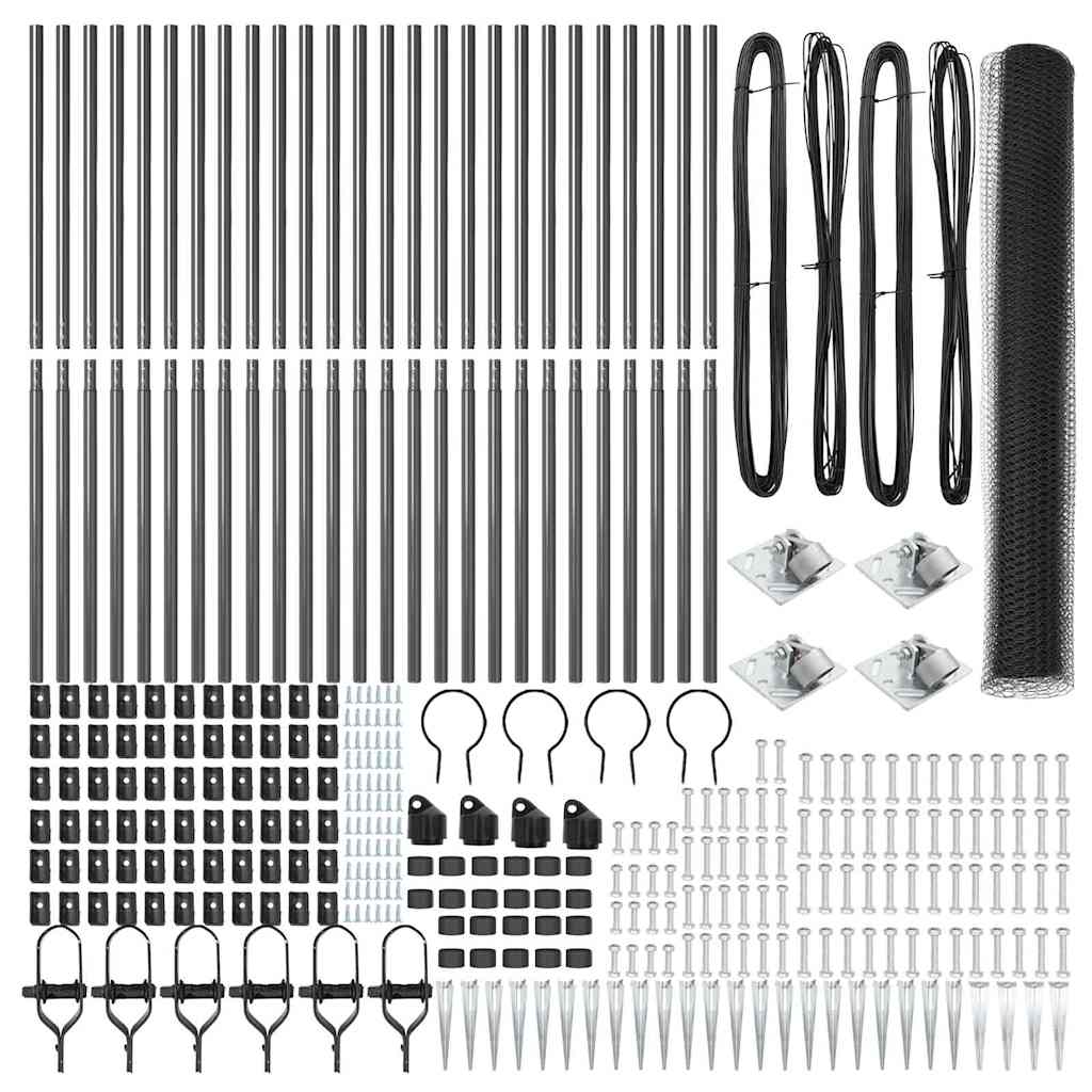 Svejset trådhegn med spidser 50 x 1,4 m (B x H) PVC-belagt stål