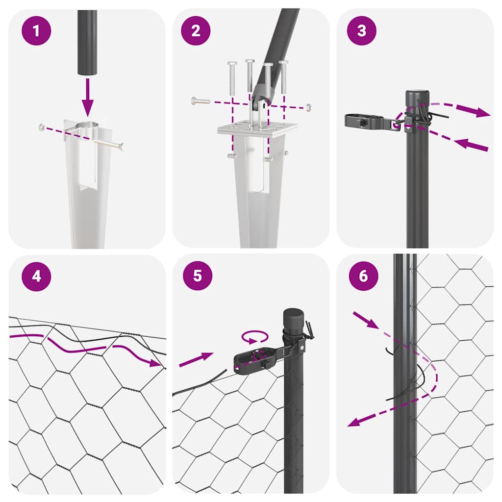 Svejset trådhegn med spidser 50 x 1,4 m (B x H) PVC-belagt stål