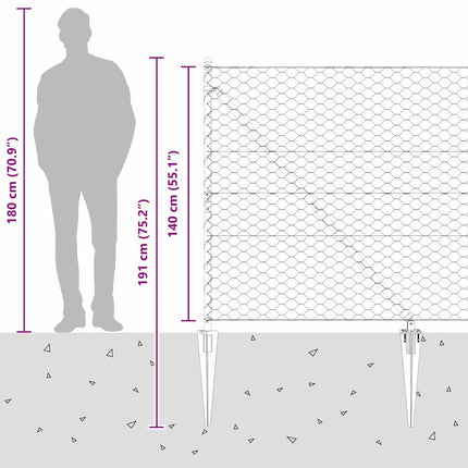 Udendørs sekskantet hegn med stolpe 50 x 1,4 m PVC-belagt stål